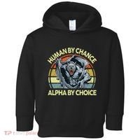 Wolf Dad Human By Chance Alpha By Choice Funny Daddy Papa Toddler Hoodie thumb 0