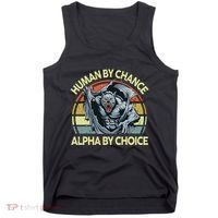 Wolf Dad Human By Chance Alpha By Choice Funny Daddy Papa Tank Top thumb 0