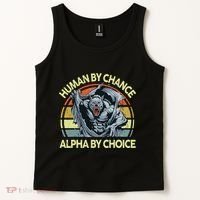 Wolf Dad Human By Chance Alpha By Choice Funny Daddy Papa Tank Top thumb 2