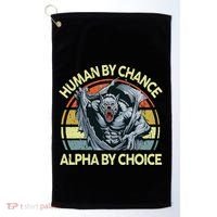Wolf Dad Human By Chance Alpha By Choice Funny Daddy Papa Golf Towel thumb 0