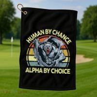 Wolf Dad Human By Chance Alpha By Choice Funny Daddy Papa Golf Towel thumb 1