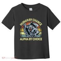 Wolf Dad Human By Chance Alpha By Choice Funny Daddy Papa Toddler T-Shirt thumb 0
