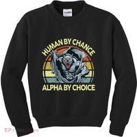 Wolf Dad Human By Chance Alpha By Choice Funny Daddy Papa Kids Sweatshirt thumb 0