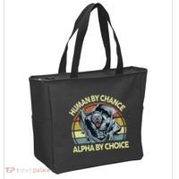 Wolf Dad Human By Chance Alpha By Choice Funny Daddy Papa Tote Bag thumb 2