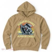 Wolf Dad Human By Chance Alpha By Choice Funny Daddy Papa Hoodie thumb 0