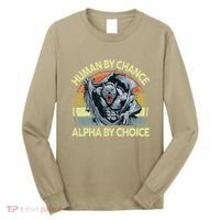 Wolf Dad Human By Chance Alpha By Choice Funny Daddy Papa Long Sleeve Shirt thumb 0
