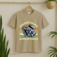 Wolf Dad Human By Chance Alpha By Choice Funny Daddy Papa T-Shirt thumb 2