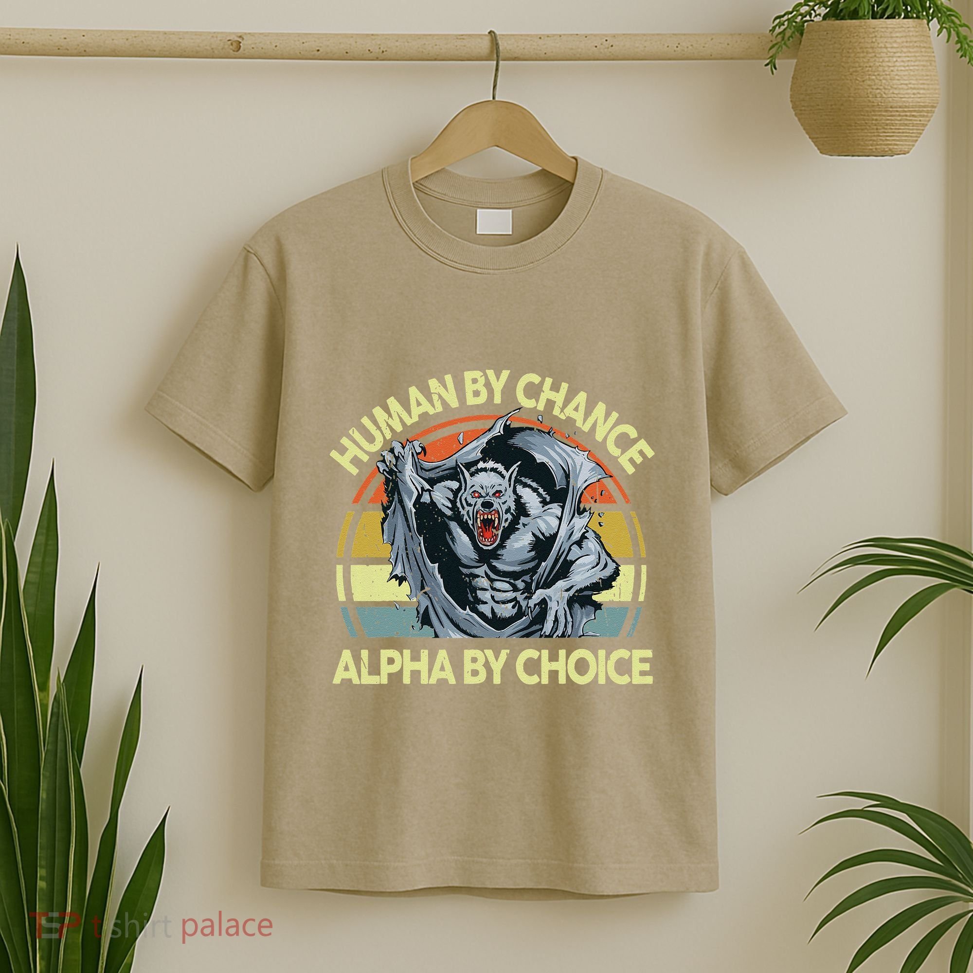 Wolf Dad Human By Chance Alpha By Choice Funny Daddy Papa T-Shirt