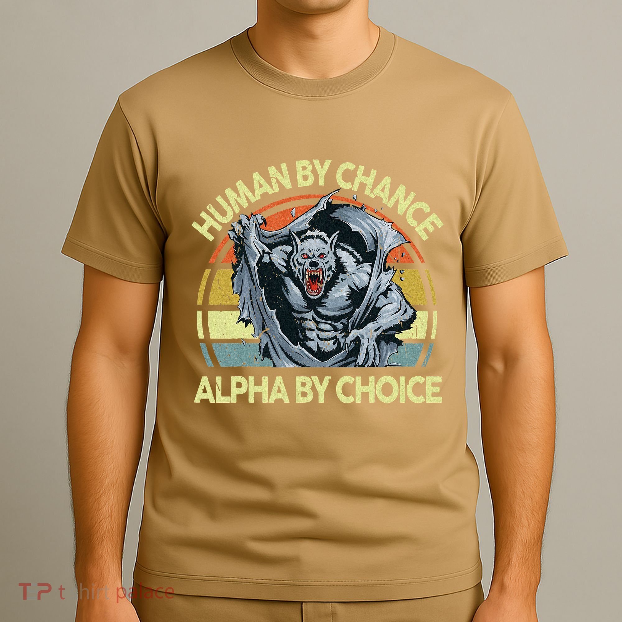 Wolf Dad Human By Chance Alpha By Choice Funny Daddy Papa T-Shirt