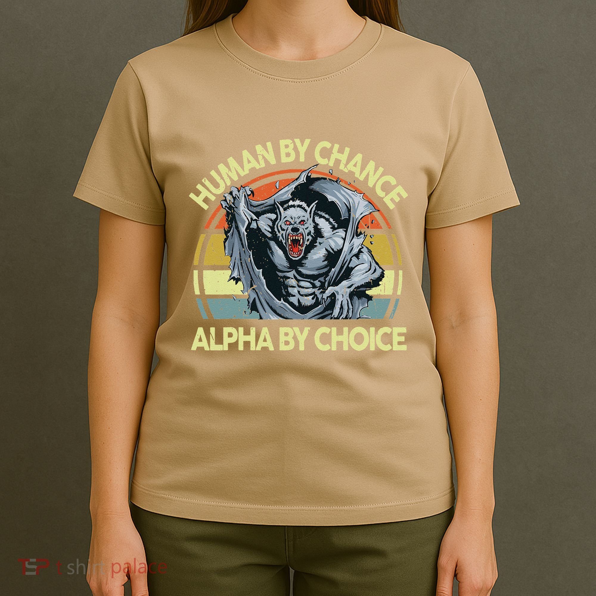 Wolf Dad Human By Chance Alpha By Choice Funny Daddy Papa T-Shirt