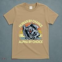 Wolf Dad Human By Chance Alpha By Choice Funny Daddy Papa T-Shirt thumb 5