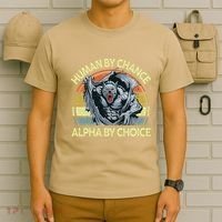 Wolf Dad Human By Chance Alpha By Choice Funny Daddy Papa T-Shirt thumb 6