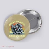 Wolf Dad Human By Chance Alpha By Choice Funny Daddy Papa Button thumb 0