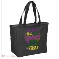 We Dont Hide The Crazy We Parade It Down The Street Funny Mardi Gras Tote Bag thumb 2