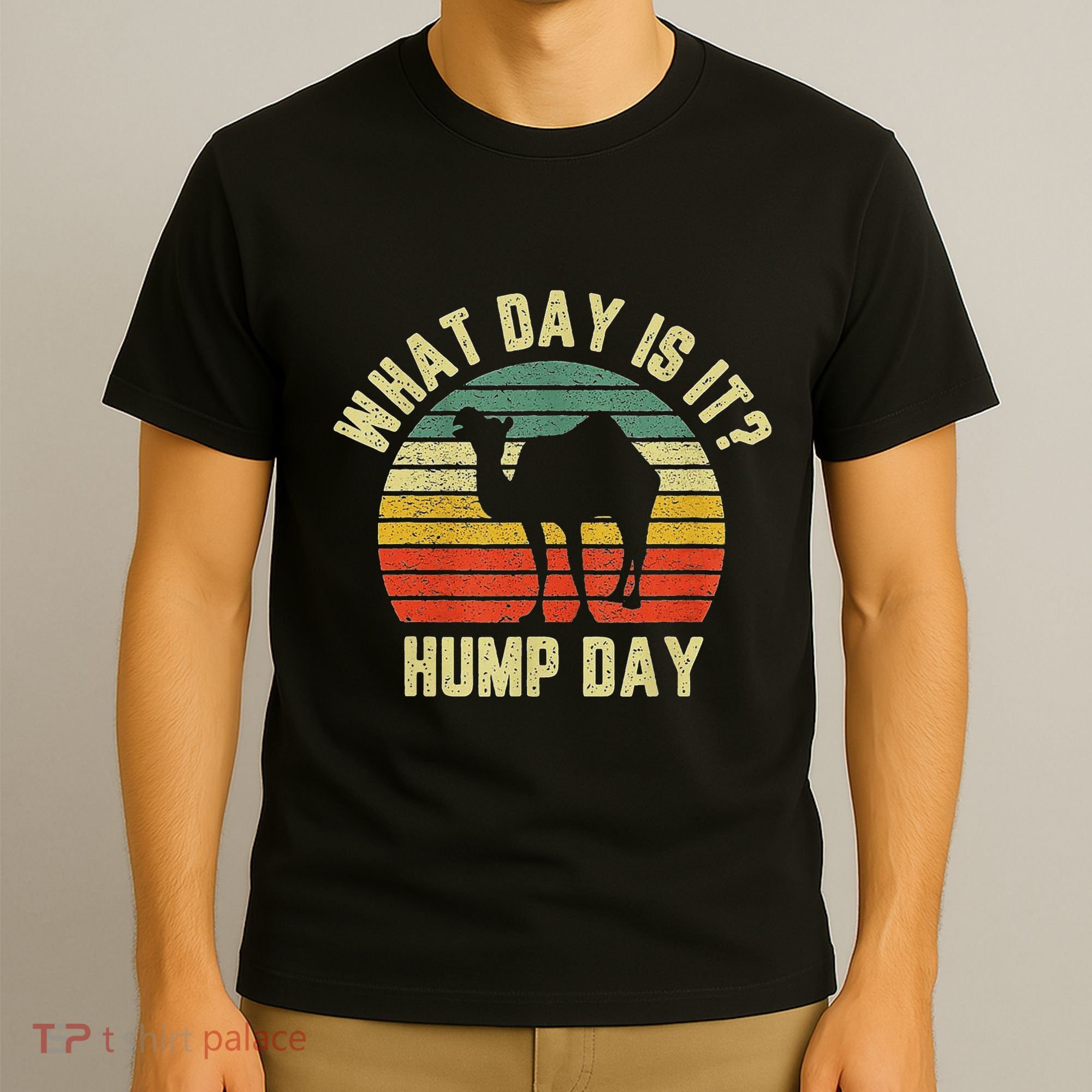 What Day Is It Hump Day Camel Retro Vintage Sunset T-Shirt