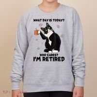 What Day Is Today Who Cares I'm Retired Cat Coffee Lovers Women's Sweatshirt thumb 0