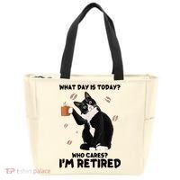 What Day Is Today Who Cares I'm Retired Cat Coffee Lovers Tote Bag thumb 0