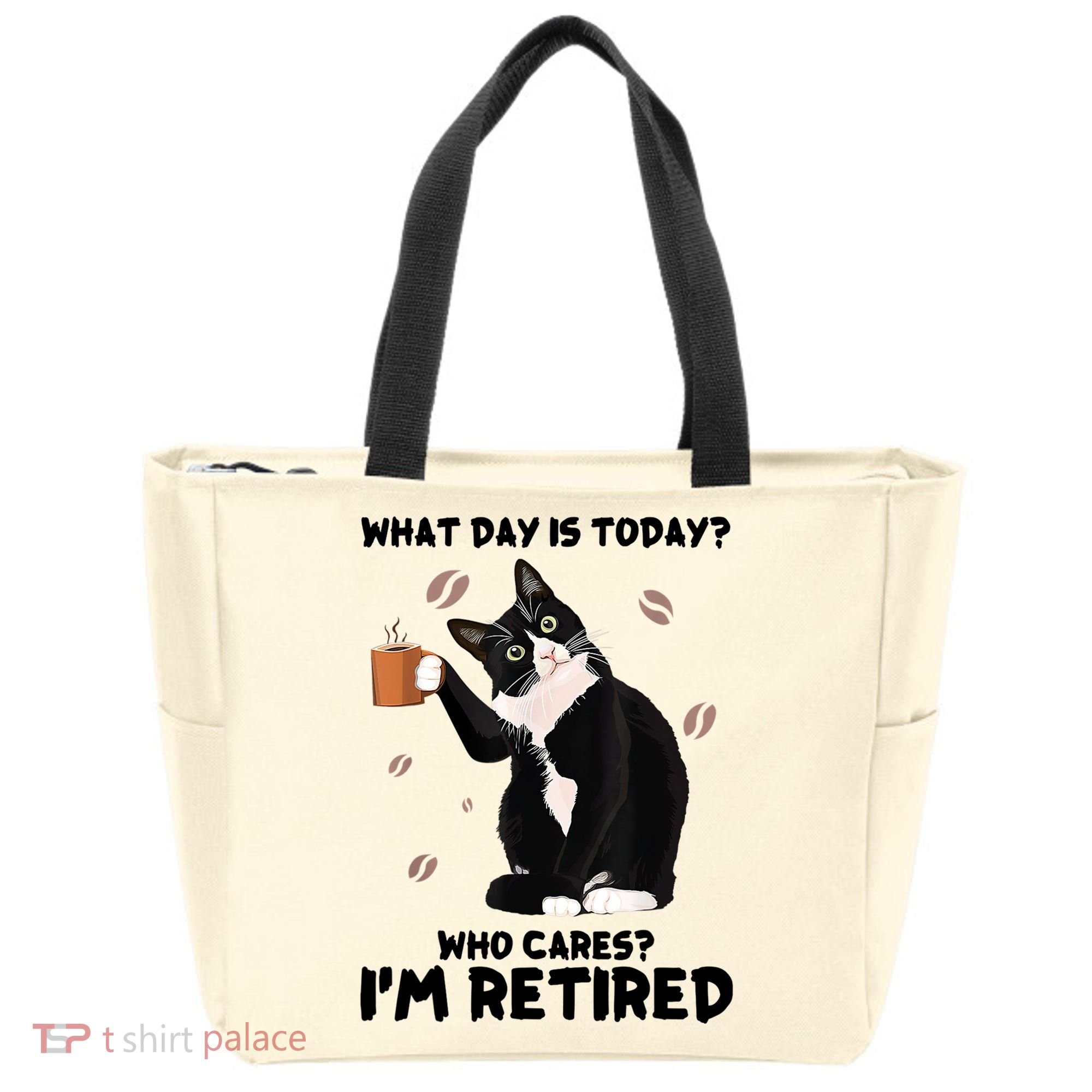 What Day Is Today Who Cares I'm Retired Cat Coffee Lovers Tote Bag