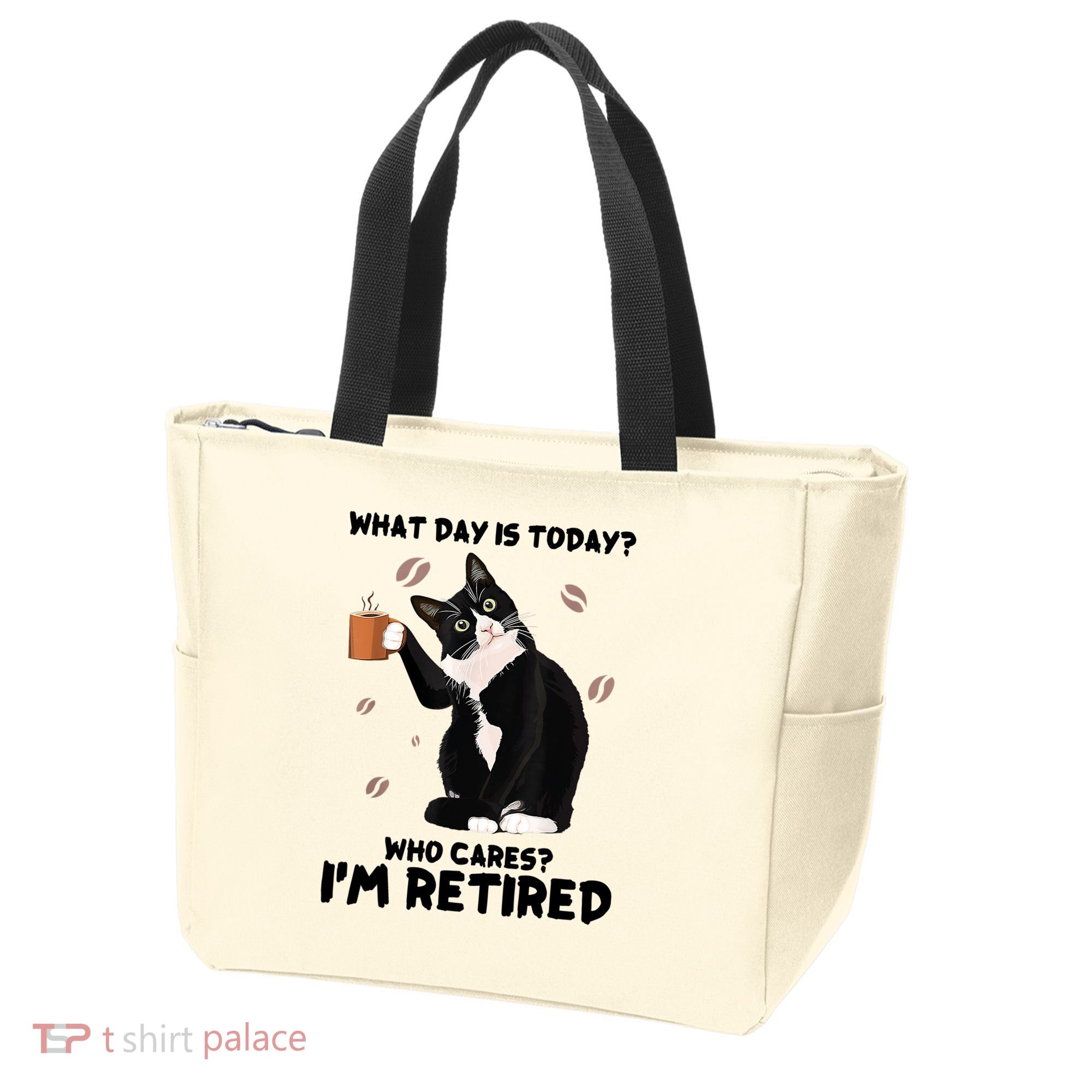 What Day Is Today Who Cares I'm Retired Cat Coffee Lovers Tote Bag