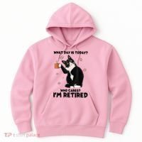 What Day Is Today Who Cares I'm Retired Cat Coffee Lovers Hoodie thumb 0