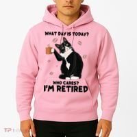 What Day Is Today Who Cares I'm Retired Cat Coffee Lovers Hoodie thumb 2