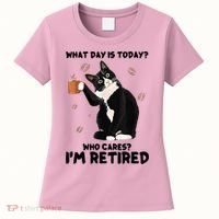 What Day Is Today Who Cares I'm Retired Cat Coffee Lovers Women's T-Shirt thumb 0
