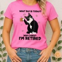 What Day Is Today Who Cares I'm Retired Cat Coffee Lovers Women's T-Shirt thumb 2