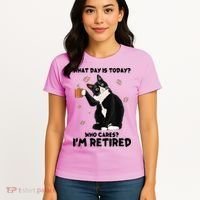What Day Is Today Who Cares I'm Retired Cat Coffee Lovers Women's T-Shirt thumb 4
