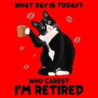 What Day Is Today Who Cares I'm Retired Cat Coffee Lovers Santa Hat thumb 1