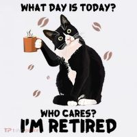What Day Is Today Who Cares I'm Retired Cat Coffee Lovers Sweatshirt thumb 3