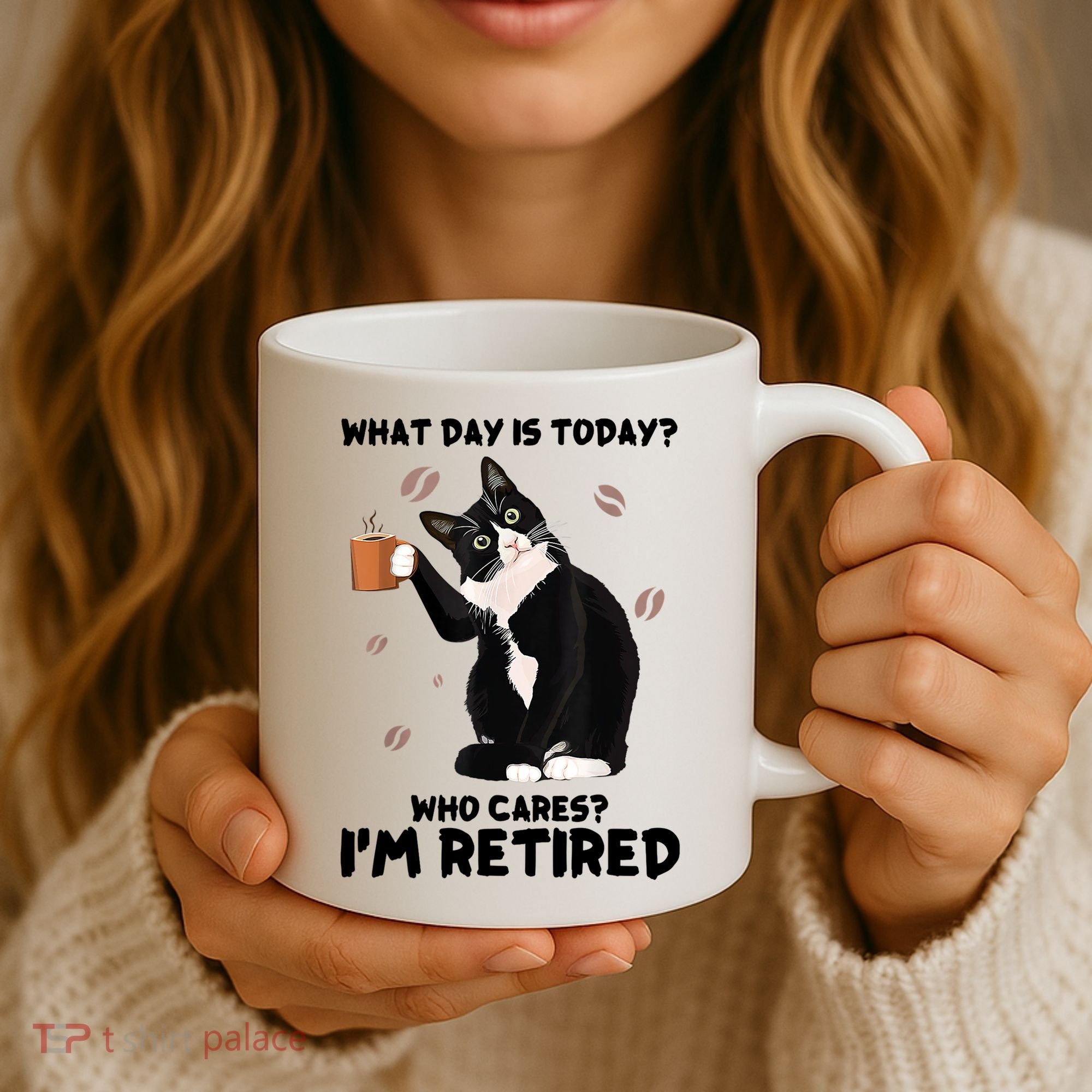 What Day Is Today Who Cares I'm Retired Cat Coffee Lovers Coffee Mug