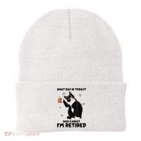 What Day Is Today Who Cares I'm Retired Cat Coffee Lovers Beanie thumb 0
