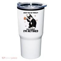 What Day Is Today Who Cares I'm Retired Cat Coffee Lovers Tumbler thumb 0