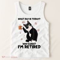 What Day Is Today Who Cares I'm Retired Cat Coffee Lovers Tank Top thumb 2