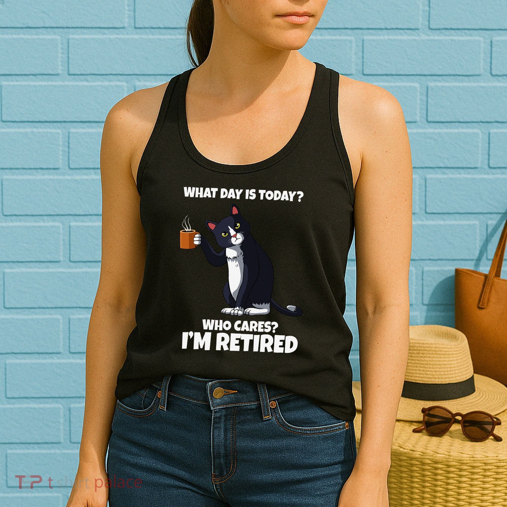 What Day Is Today Im Retired Cat Kitten Lover Women's Tank Top