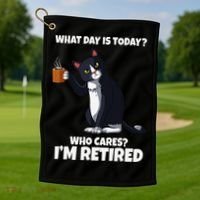 What Day Is Today Im Retired Cat Kitten Lover Golf Towel thumb 1