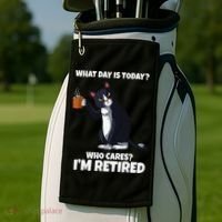 What Day Is Today Im Retired Cat Kitten Lover Golf Towel thumb 2