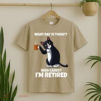 What Day Is Today Im Retired Cat Kitten Lover T-Shirt thumb 2