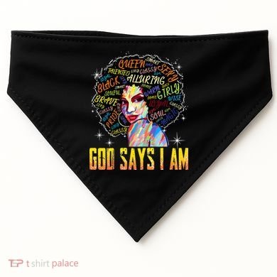 Wo Distressed Juneteenth Black History Awesome God Says I Am USA-Made Doggie Bandana