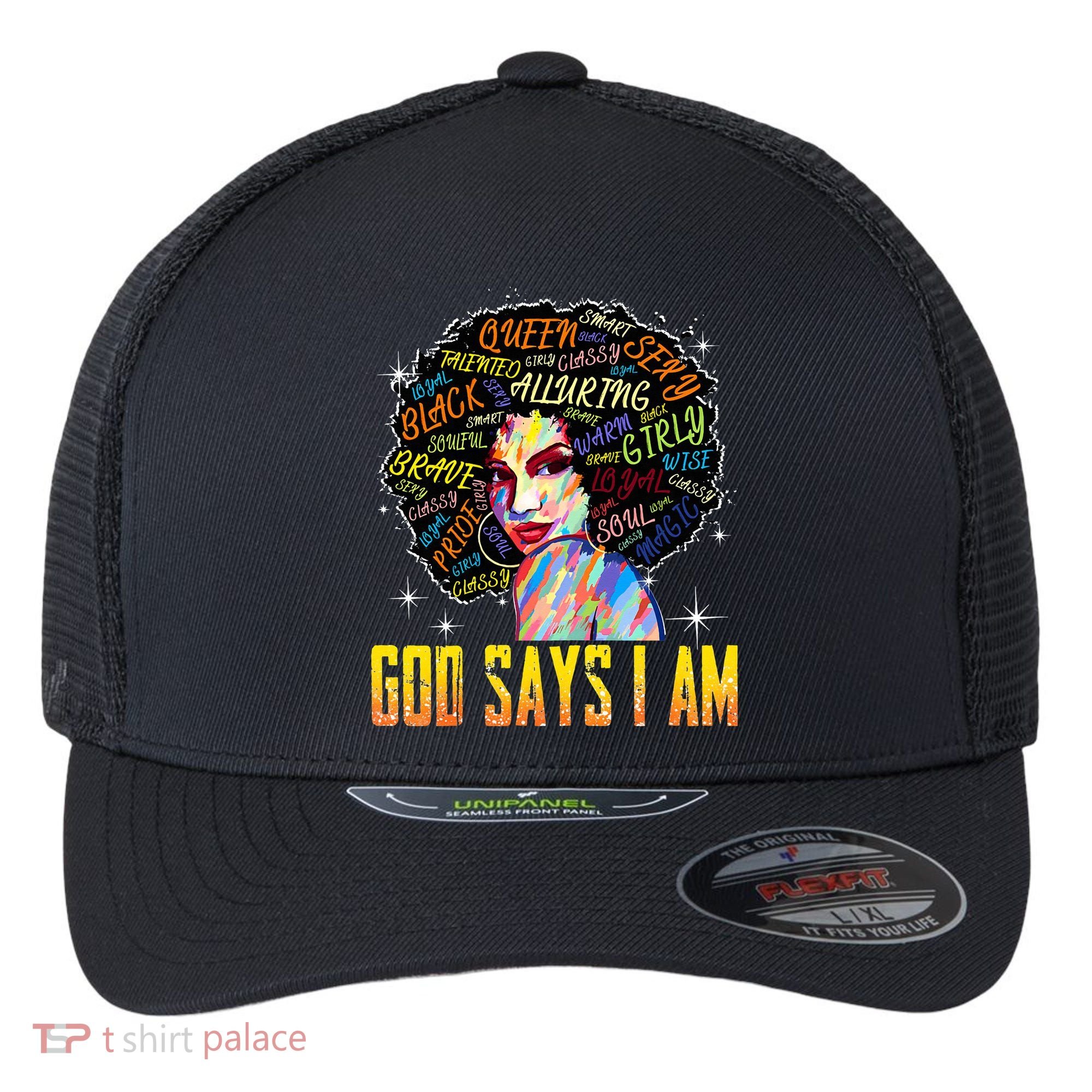 Wo Distressed Juneteenth Black History Awesome God Says I Am Flexfit Unipanel Trucker Cap