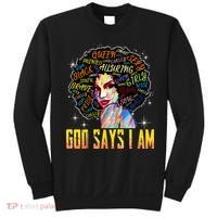 Wo Distressed Juneteenth Black History Awesome God Says I Am Sweatshirt thumb 0