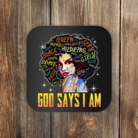 Wo Distressed Juneteenth Black History Awesome God Says I Am Coaster thumb 0
