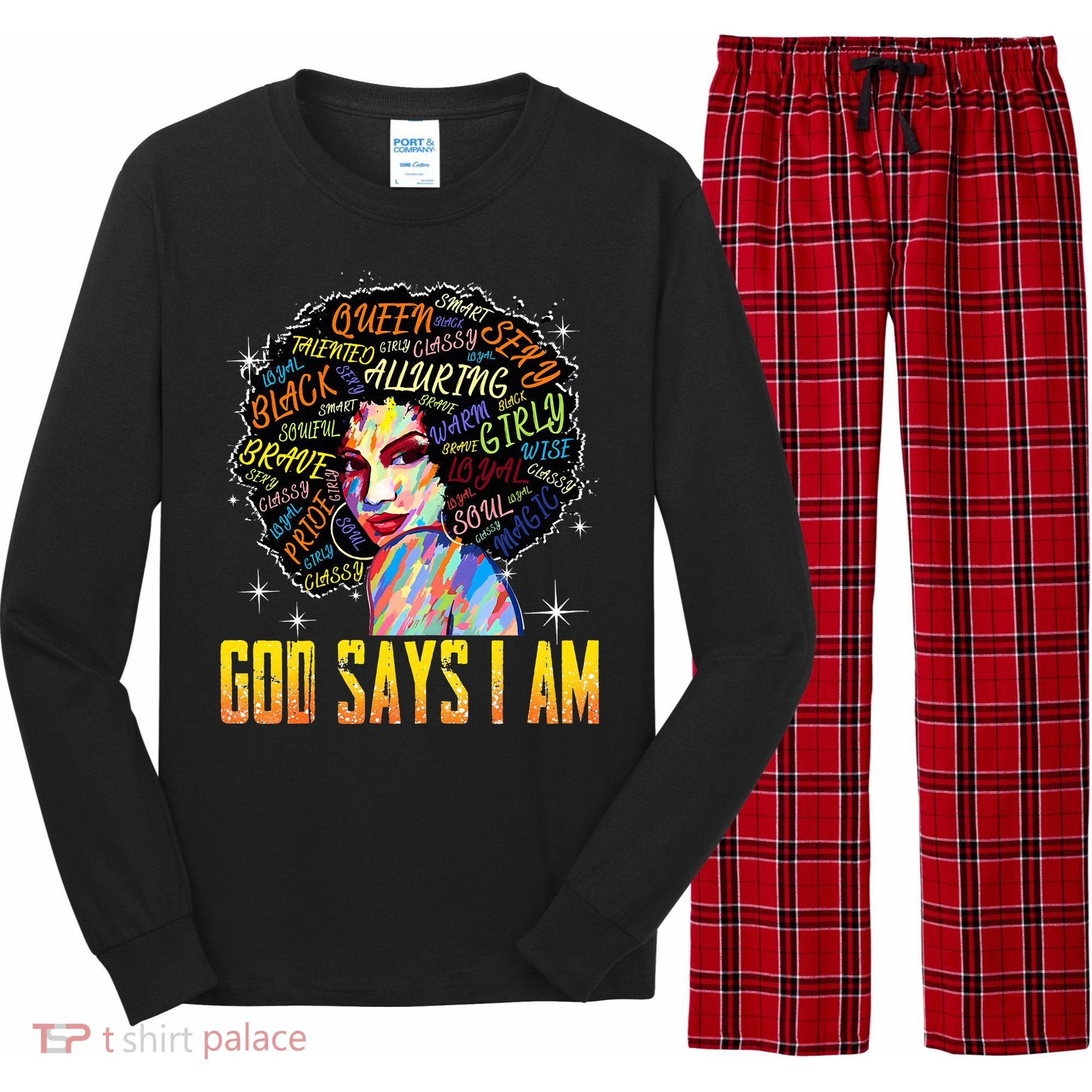 Wo Distressed Juneteenth Black History Awesome God Says I Am Long Sleeve Pajama Set