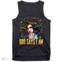 Wo Distressed Juneteenth Black History Awesome God Says I Am Tank Top thumb 0