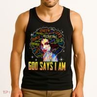 Wo Distressed Juneteenth Black History Awesome God Says I Am Tank Top thumb 3