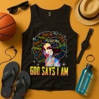 Wo Distressed Juneteenth Black History Awesome God Says I Am Tank Top thumb 4