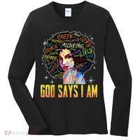 Wo Distressed Juneteenth Black History Awesome God Says I Am Women's Long Sleeve Shirt thumb 0