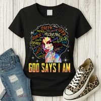 Wo Distressed Juneteenth Black History Awesome God Says I Am Women's T-Shirt thumb 3