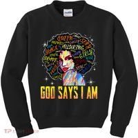 Wo Distressed Juneteenth Black History Awesome God Says I Am Kids Sweatshirt thumb 0
