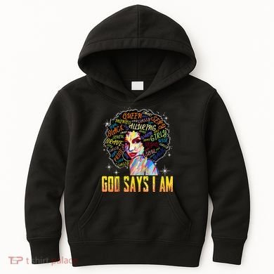 Wo Distressed Juneteenth Black History Awesome God Says I Am Kids Hoodie